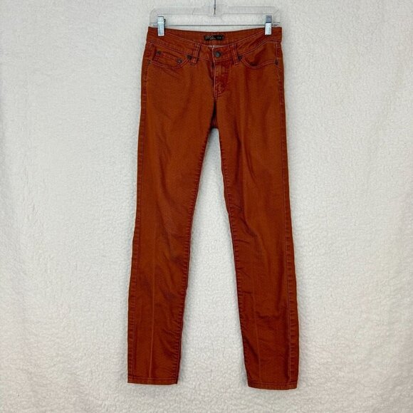 Prana Orange Low Rise Skinny Jeans Womens Denim Zip Fly Pockets Size 25 - Picture 1 of 12